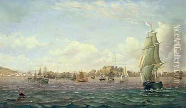 View of Singapore 1859 Oil Painting - Francis A. Moreland