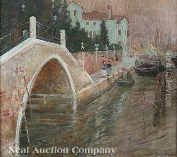 View Of Venice, Along The Rio Nuovo Canal Oil Painting - Theodore Wendel