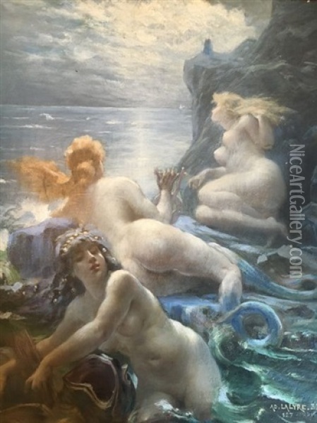 Sirene Et Naiades Oil Painting - Adolphe Lalire LaLyre