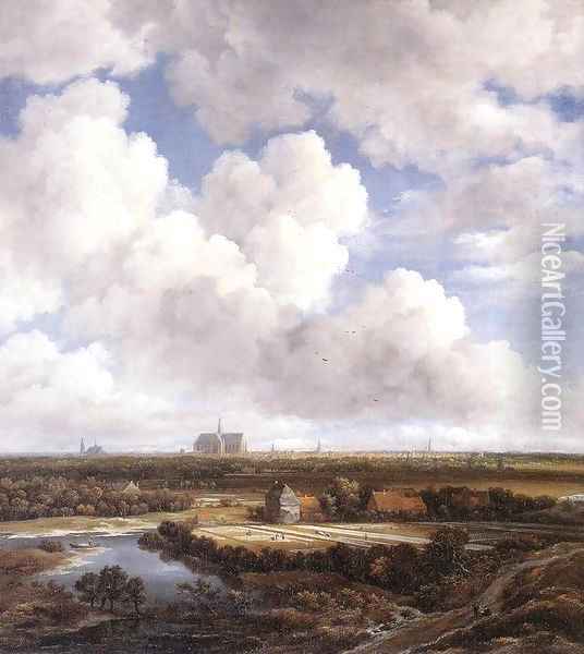 View of Haarlem with Bleaching Grounds Oil Painting - Jacob Van Ruisdael