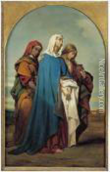 La Vierge Et Les Saintes Femmes Allant Au Sepulcre Oil Painting - Charles Zacharie Landelle