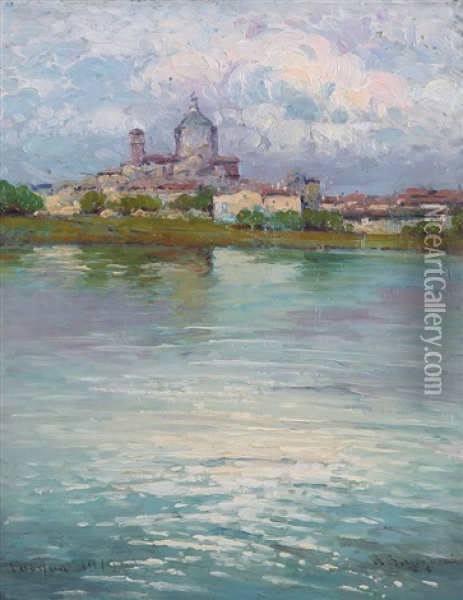 Pavia Oil Painting - Romeo Borgognoni