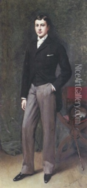 Portrait De Jeune Homme En Habit Oil Painting - Raimundo de Madrazo y Garreta