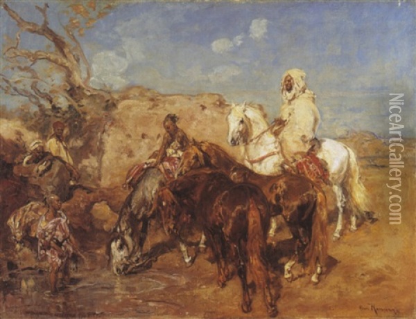 Cavaliers Arabes A La Mare Oil Painting - Henri Emilien Rousseau