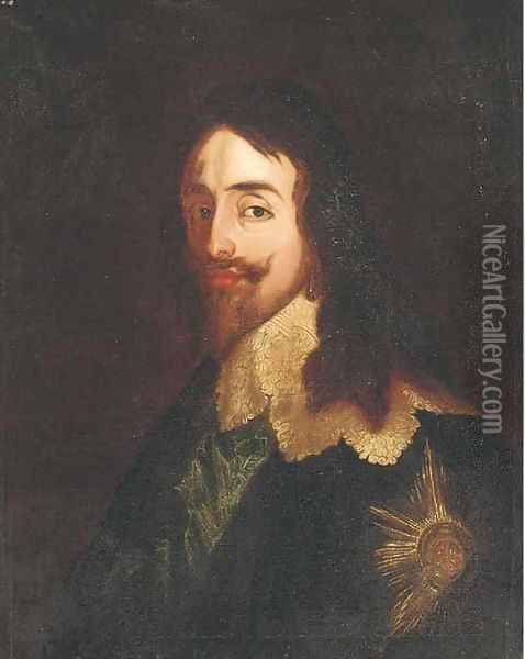 Portrait of King Charles I (1600-1649), quarter-length, wearing the Order of the Garter Oil Painting - Sir Anthony Van Dyck
