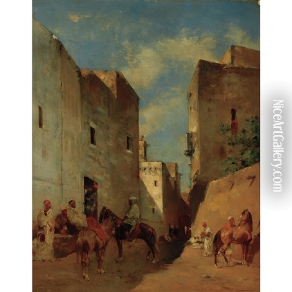 Moorish Street Scene Oil Painting - Eugene Fromentin