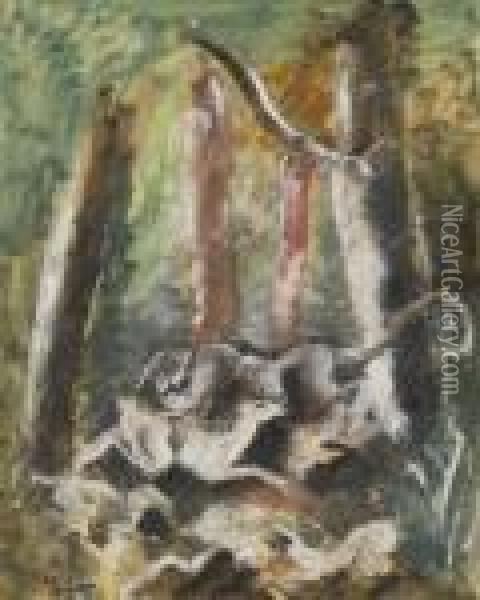 Waldpartie Mit Jagenden Hunden Oil Painting - Charles Georges Dufresne