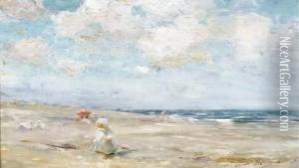 Figures On The Beach Oil Painting - Chauncey Foster Ryder