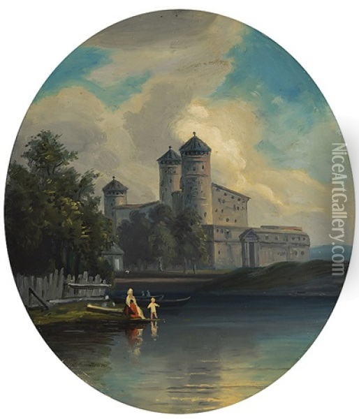 Olavinlinna Castle Oil Painting - Johan Knutson