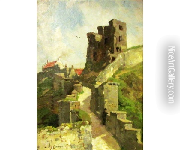 The Keep, Scarborough Castle Oil Painting - Frederick George Cotman