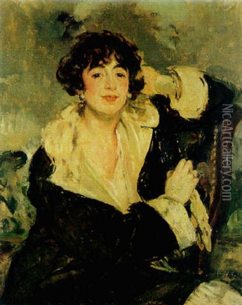 Portrait De Jeune Femme Oil Painting - Jacques-Emile Blanche