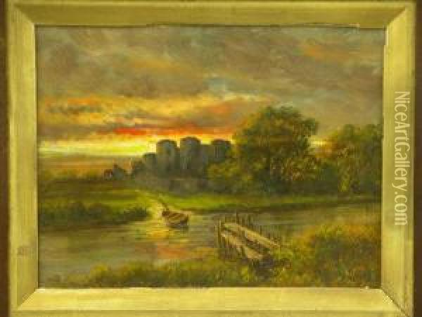 Rhuddlan Castle, 
North Wales Oil Painting - James Peel