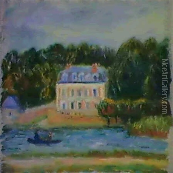 Feressy With Pink House Oil Painting - William Glackens