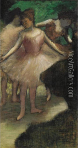 Trois Danseuses En Rose Oil Painting - Edgar Degas