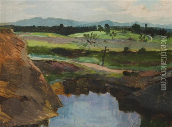 Landschaft Mit Bildstocken Oil Painting - Karel Nejedly