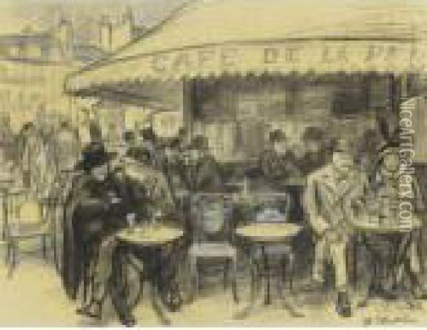Cafe De La Paix Oil Painting - William Glackens