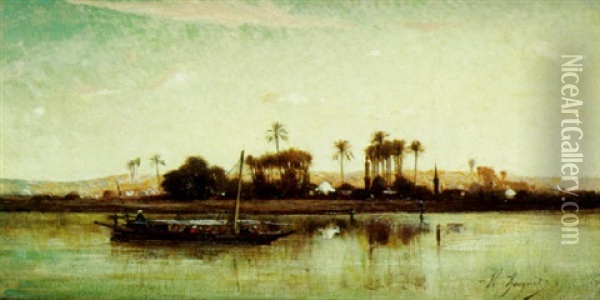 L'ile De Philae, Egypte Oil Painting - Victor Pierre Huguet