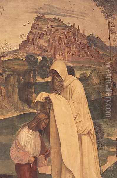 St. Benedict Blessing a Child, from the Life of St. Benedict Oil Painting - L. & Sodoma Signorelli