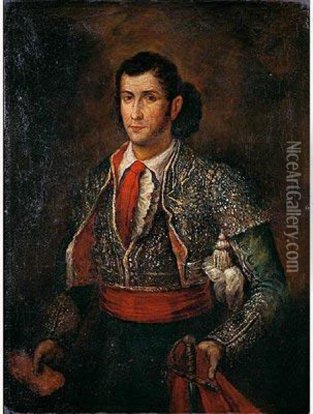 Retrato De Francisco Montes Reina, Paquiro Oil Painting - Jose Gutierrez de la Vega