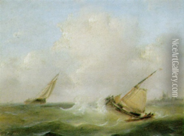 Fischerboote Vor Der Kuste Oil Painting - Govert Van Emmerik