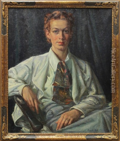 Portrait Of Miss. P. G. Oil Painting - Frank Joseph van Sloun