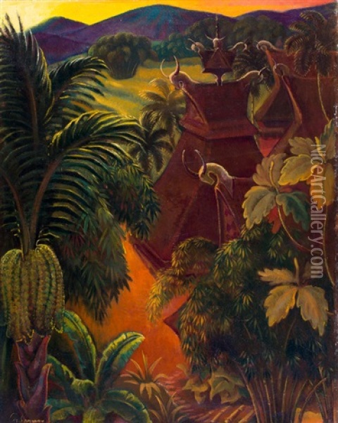Batak Dorp, Sumatra Oil Painting - Charles Sayers