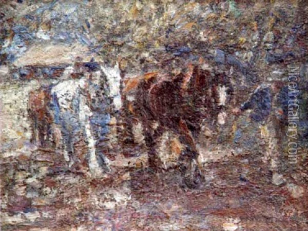 Ploughing Oil Painting - Harry Fidler