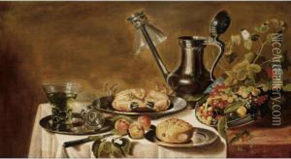 A Still Life With A Crab, Two Oil Painting - Pieter Claesz.