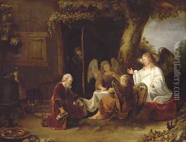 Abraham and the Three Angels Oil Painting - Ferdinand Bol