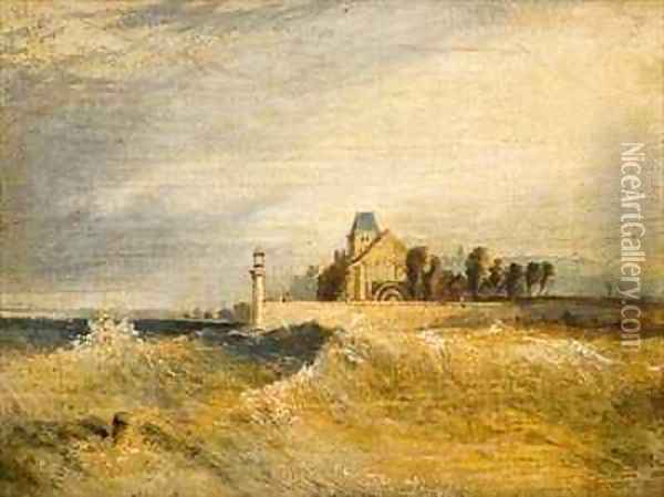 Coast Scene with Pier Oil Painting - Henry Thomas Dawson