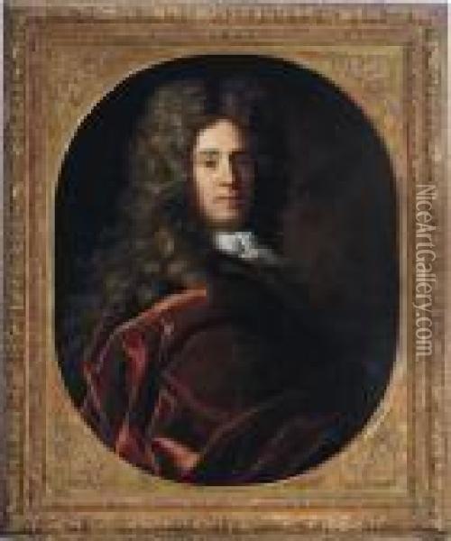 Portrait Of A Gentleman In A Red Velvet Cape Oil Painting - Jean Francois de Troy