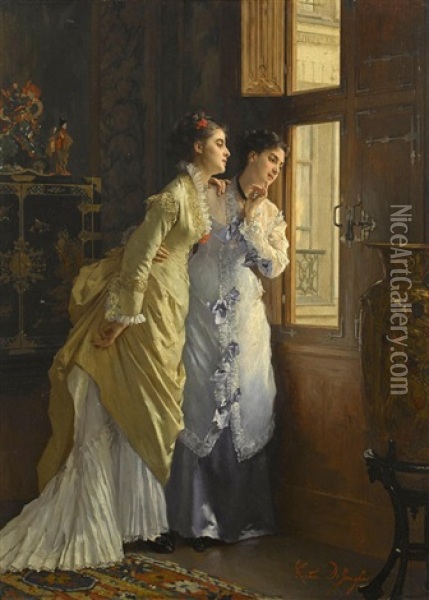 Awaiting The Suitor Oil Painting - Gustave Leonhard de Jonghe
