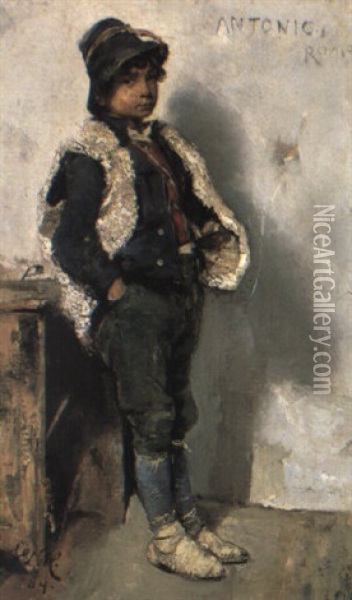 A Portrait Of Antonio Oil Painting - Hans Nikolaj Hansen