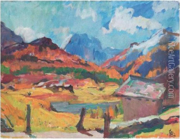 Engadiner Herbstlandschaft Oil Painting - Giovanni Giacometti