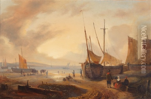 View Of A Port Oil Painting - George Gillis van Haanen