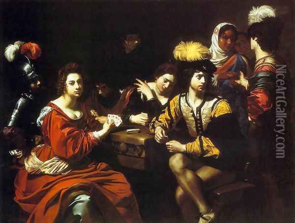 Cardsharps and Fortune Teller Oil Painting - Niccolo Renieri (see Regnier, Nicolas)