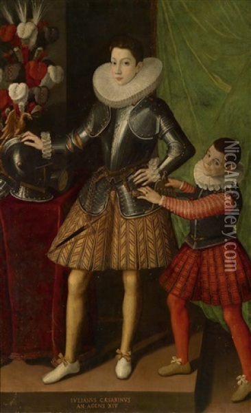 Portrat Von Giuliano Ii. Cesarini Im Alter Von 14 Jahren Mit Einem Pagen Oil Painting - Sofonisba Anguissola