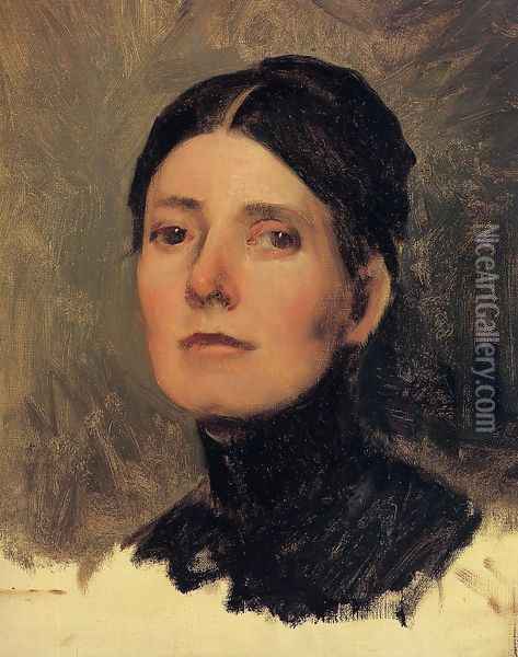 Portrait of Elizabeth Boott I Oil Painting - Frank Duveneck