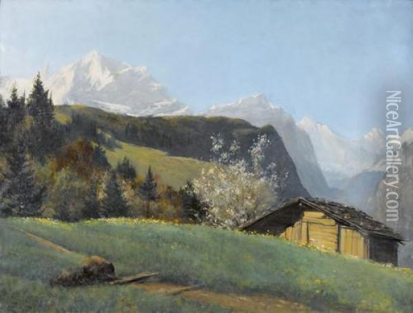 Fruhlingspartie Mit Jungfrau Von Wengen Aus Oil Painting - Paul Louchet