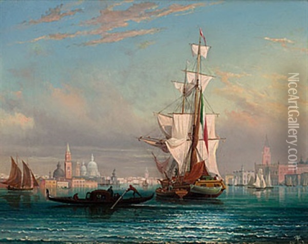 Vue Af Lagunen Vid Venedig Oil Painting - Gustaf Wilhelm Palm