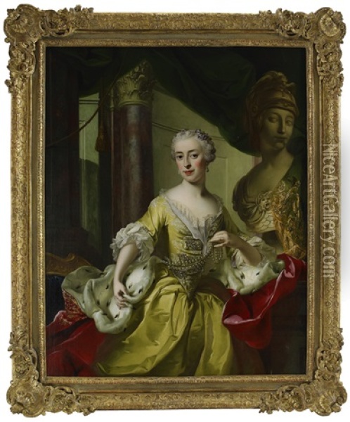 Portrait Of Maria Felice Colonna, Princess Of Buccheri And Villafranca, In The Palace Interior Oil Painting - Alexander Roslin