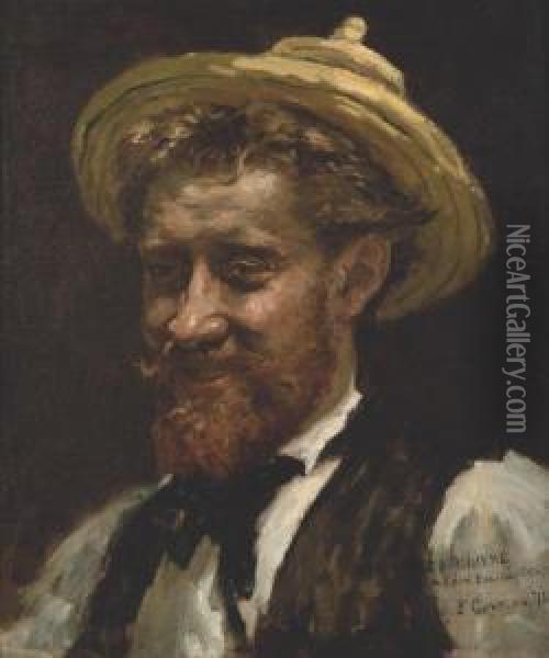 Portrait D'homme Au Chapeau Oil Painting - Fernand-Anne Piestre Cormon