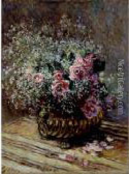 Fleurs Dans Un Pot (roses Et Brouillard) Oil Painting - Claude Oscar Monet