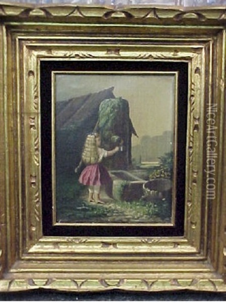 Girl Filling Her Cup Oil Painting - Carducius Plantagenet Ream