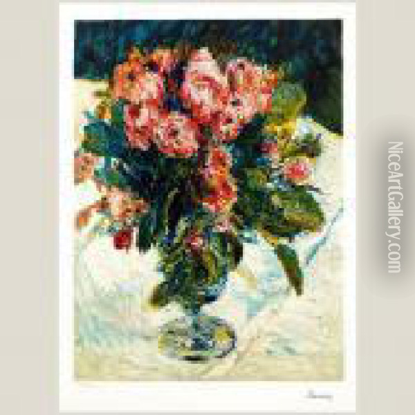 Jarron Con Rosas Oil Painting - Pierre Auguste Renoir
