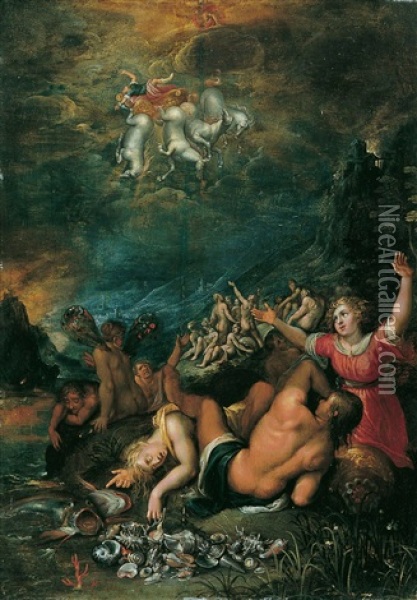 Der Sturz Des Phaeton (nach Ovid, Met., Lib. Ii, P. 38ff.) Oil Painting - Jacob De Backer