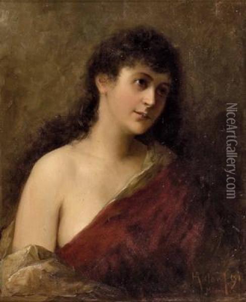 Portrait Einer Jungen Dame Oil Painting - Heinrich Ruland