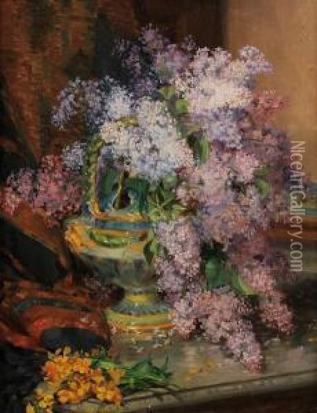 Bouquet De Lilas Oil Painting - Henri Loubat
