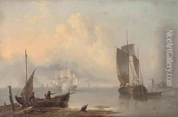 Announcing their departure from the anchorage Oil Painting - James Wilson Carmichael