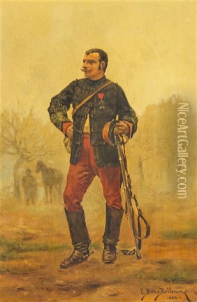 Portrait Of A Soldier Oil Painting - Etienne Prosper Berne-Bellecour